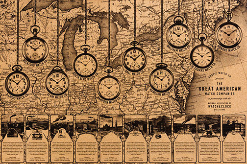 Vortic Watch map of the great American watch companies