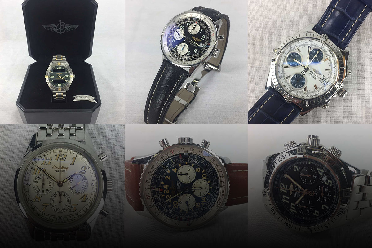 Collage of 6 Breitling watches