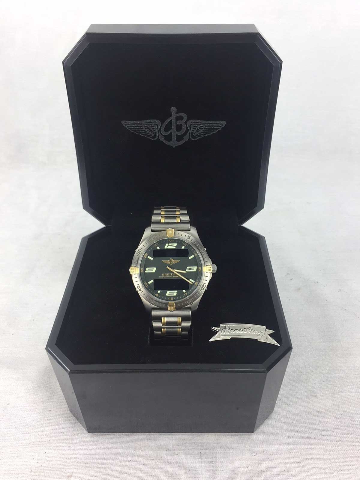 Aerospace Breitling wristwatch with a minute repeater, green-grey dial and bracelet