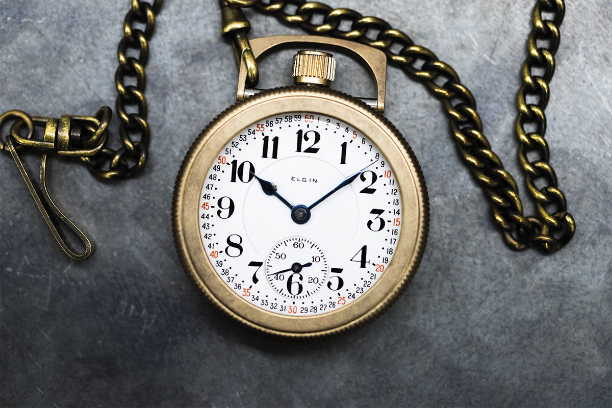 pocket watch with fob chain