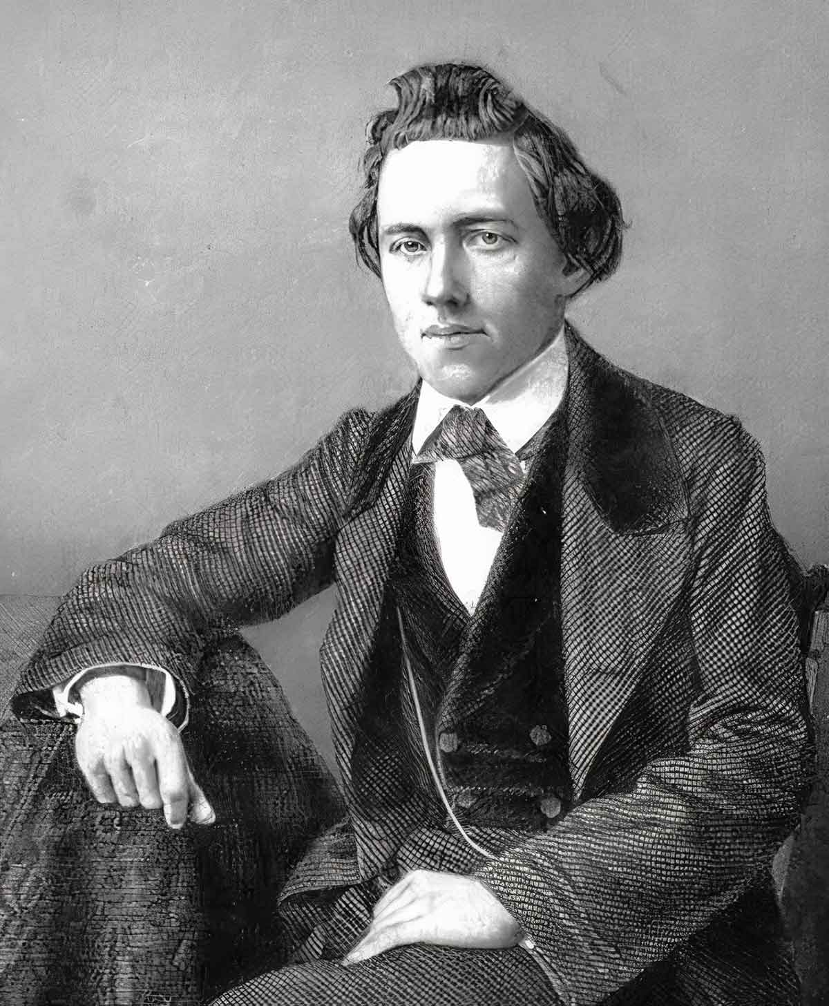 black and white illustration of Paul Morphy