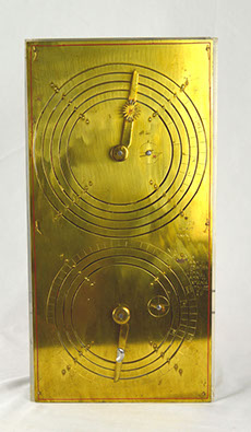 Replica of the front (left) and back (right) view of the Antikythera Mechanism